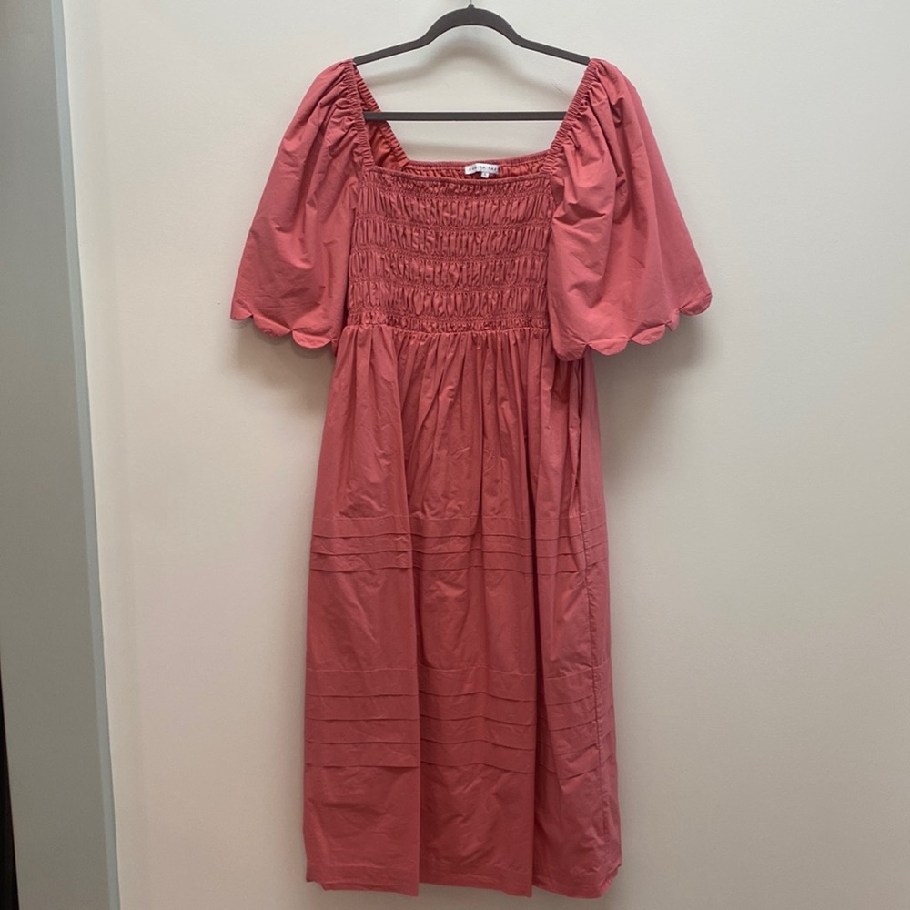 English Factory midi dress with puff sleeves